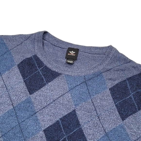 DOCKERS Men's XXL Pullover, Round Neck Sweater Blue designs, Long Sleeves. - Picture 1 of 10